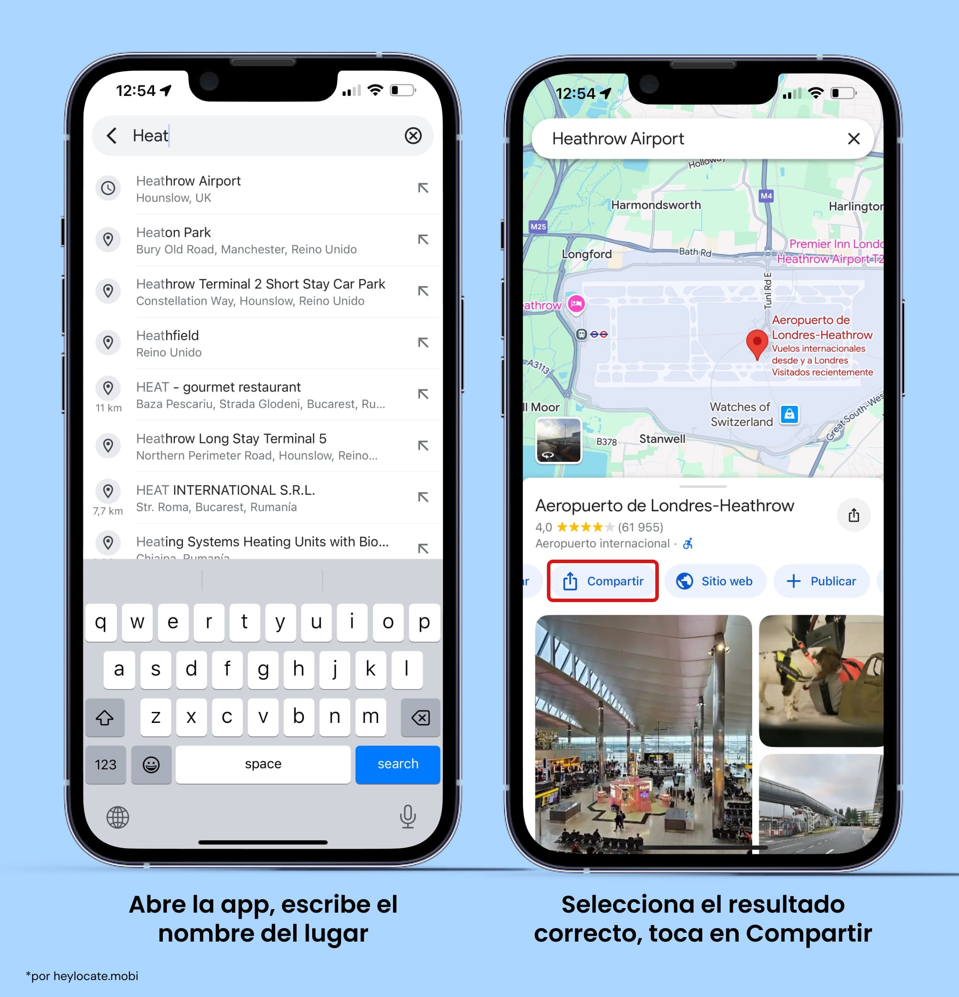 Pasos para compartir una ubicación seleccionada desde google maps.