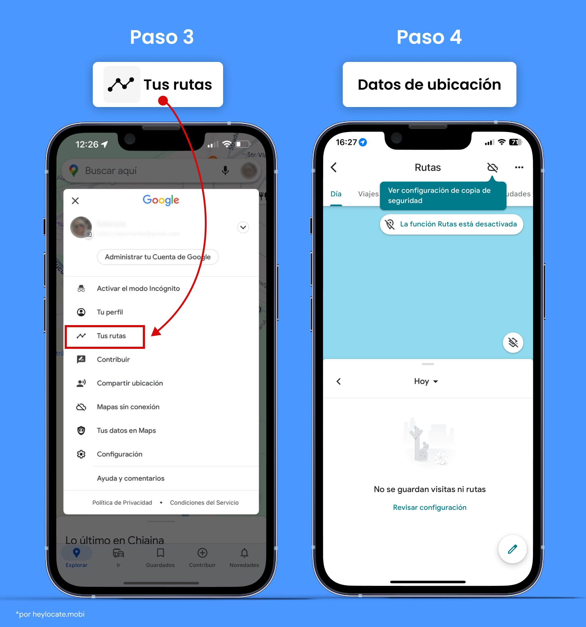 Abre la opción "Tu cronología" de Google Maps, elige el día y hora que quieres y revisa el mapa con la ubicación actual.