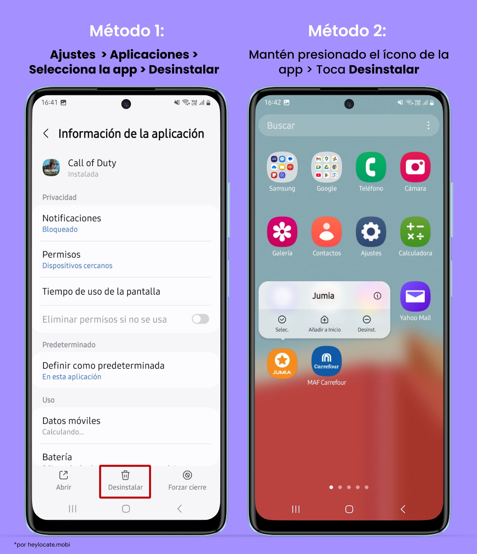 Abrir la aplicación para desinstalar en configuración y hacer clic en Desinstalar para eliminarla o removerla de la pantalla de inicio.