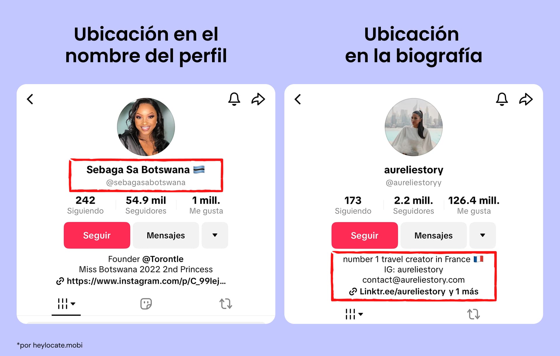 Usar la bio de TikTok para conocer la ubicación del usuario.