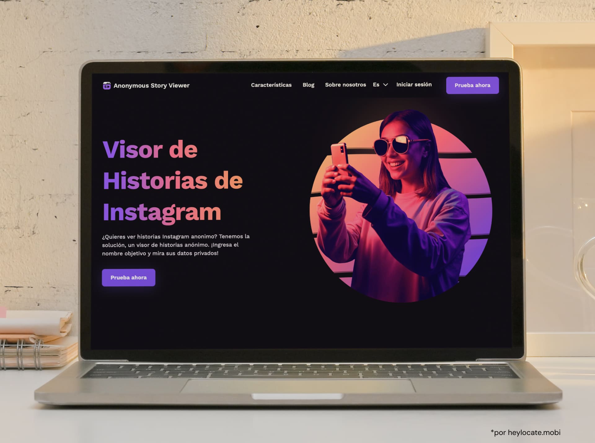 La página de inicio del visor anónimo de historias.