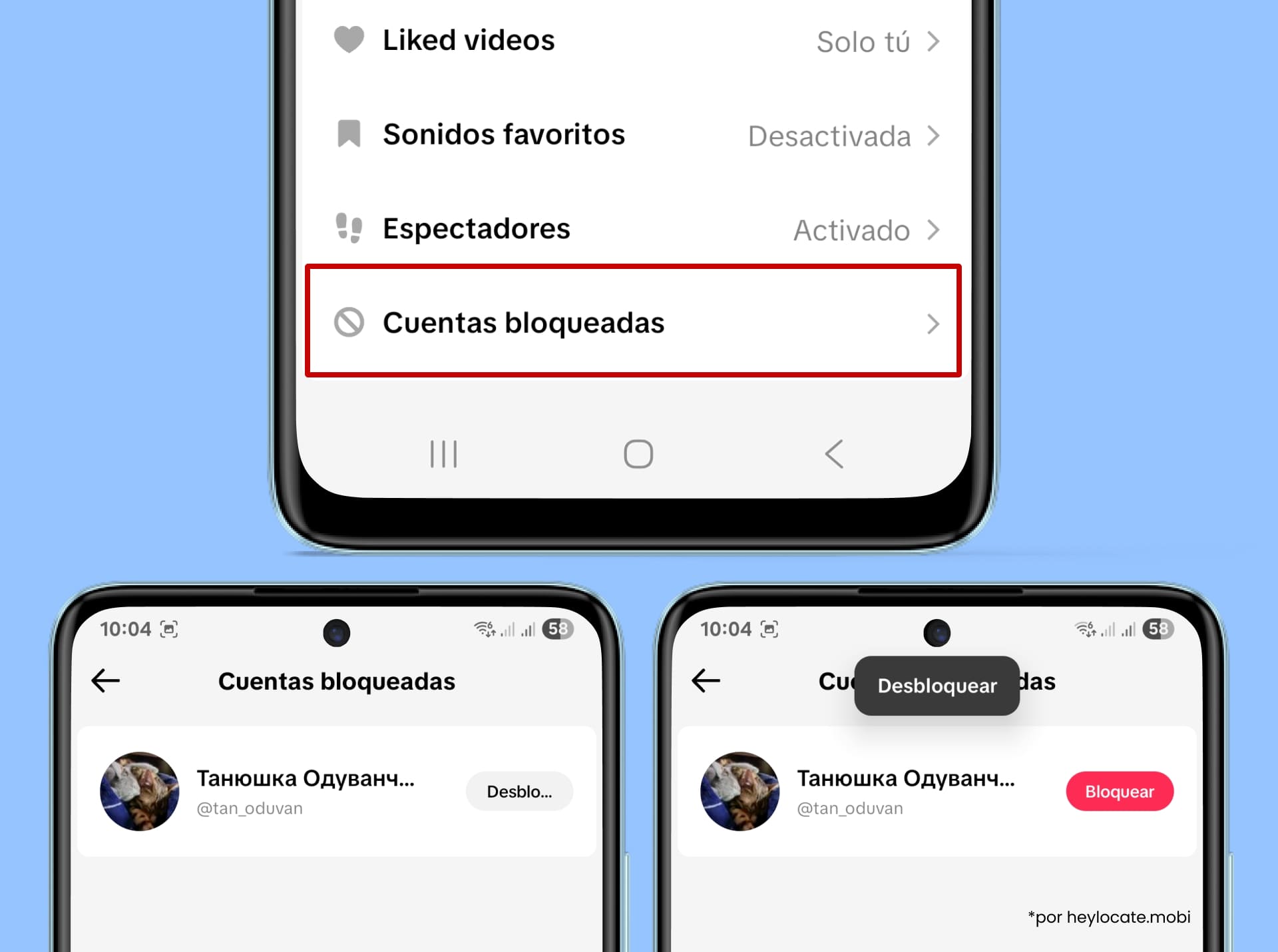 Ve a la pestaña de cuentas bloqueadas y desbloquea.