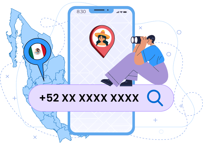 Rastreador gratuito de números de teléfono en México que muestra la ubicación aproximada, el operador, el tipo de número y la ciudad.