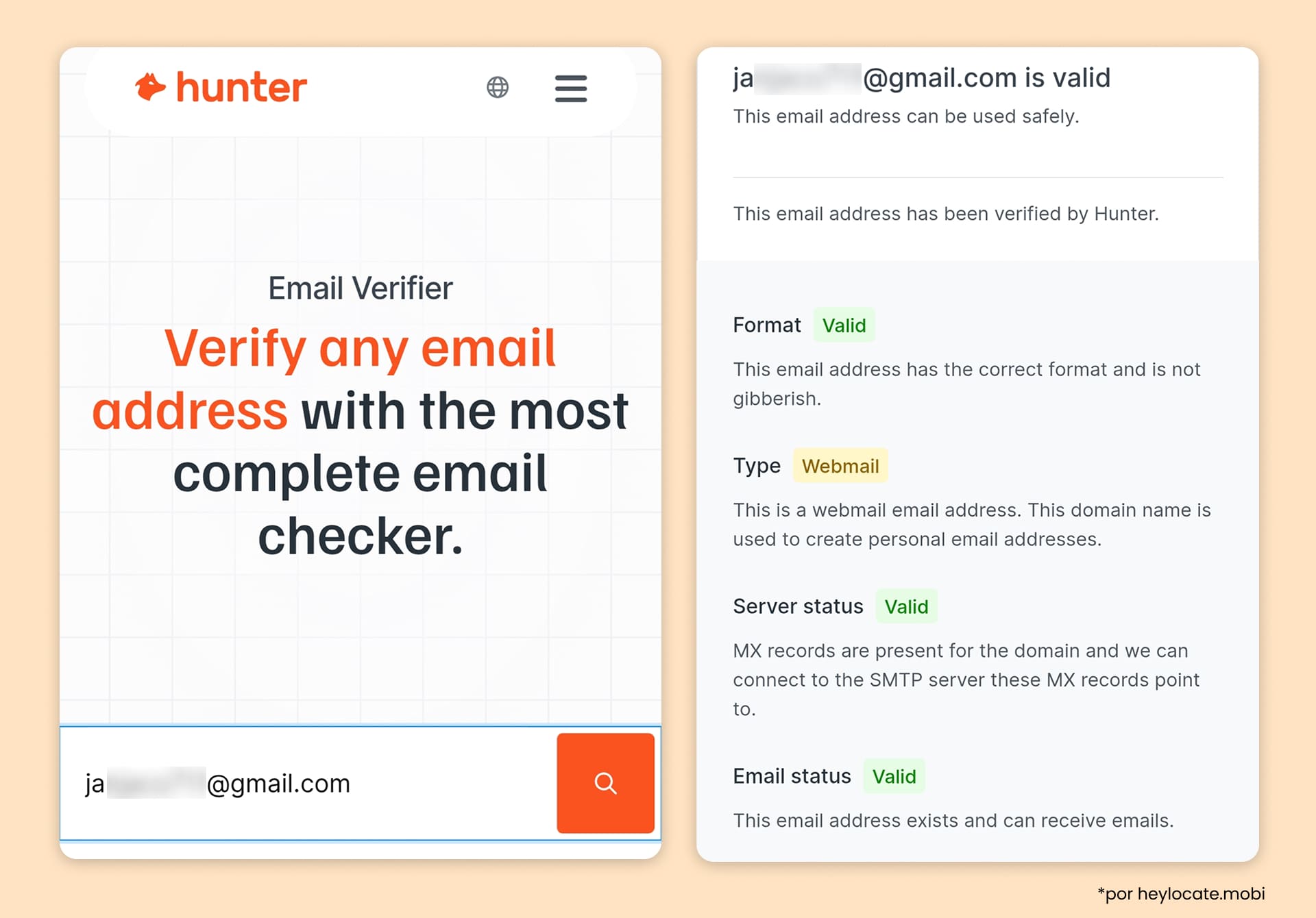 Hunter verifica que una dirección de correo electrónico es válida y puede recibir mensajes, pero se centra en la verificación de correos electrónicos en lugar de identificar al propietario.