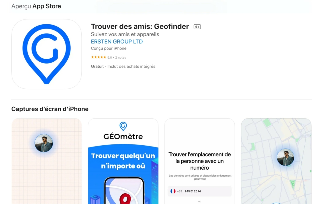 Trouver des amis: Geofinder app store