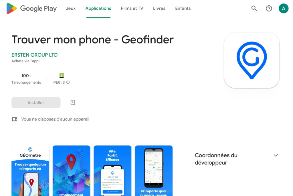 Trouver mon phone - Geofinder app France
