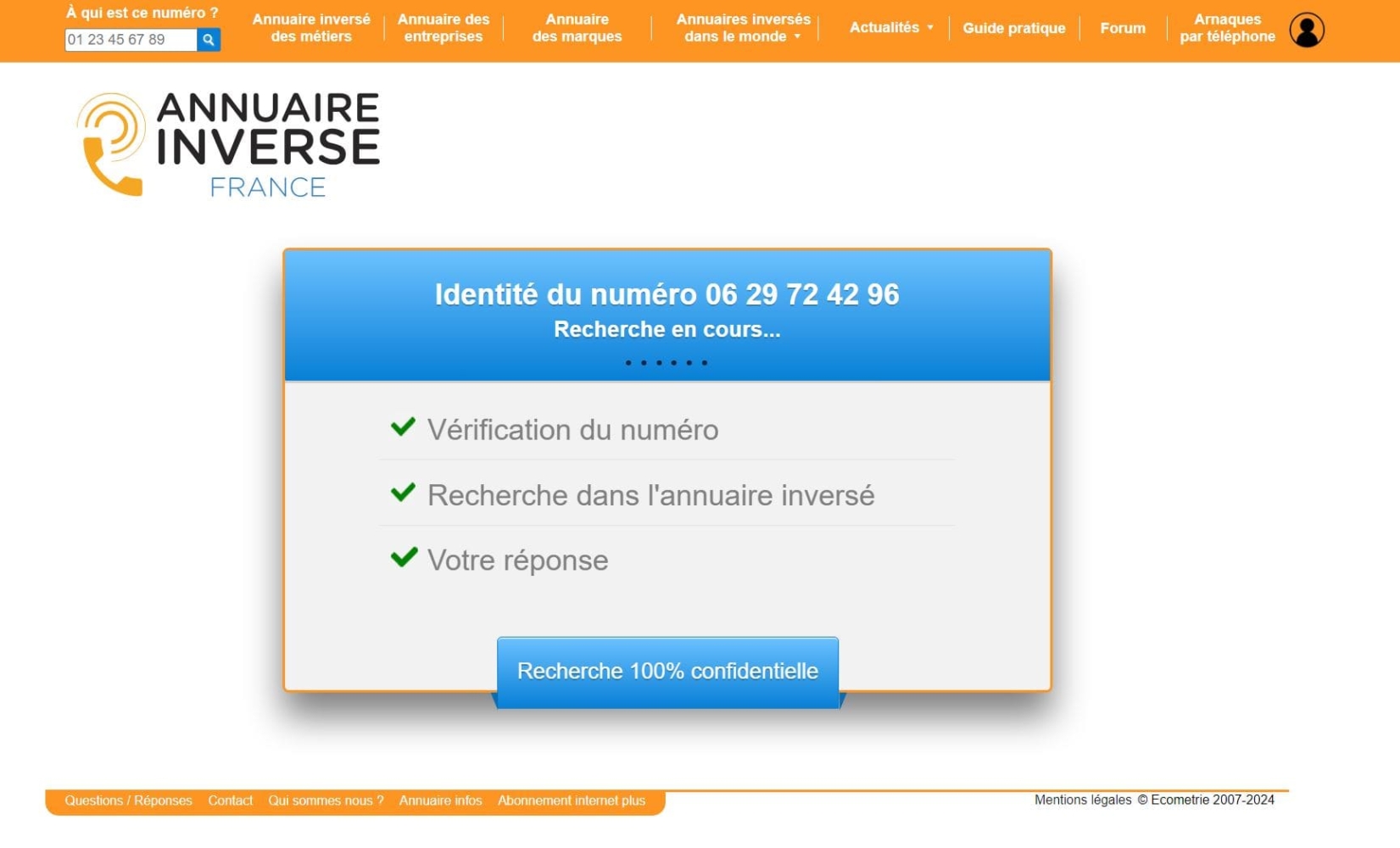 Annuaire inverse France dispose d'une vaste base de données de numéros frauduleux et de spam