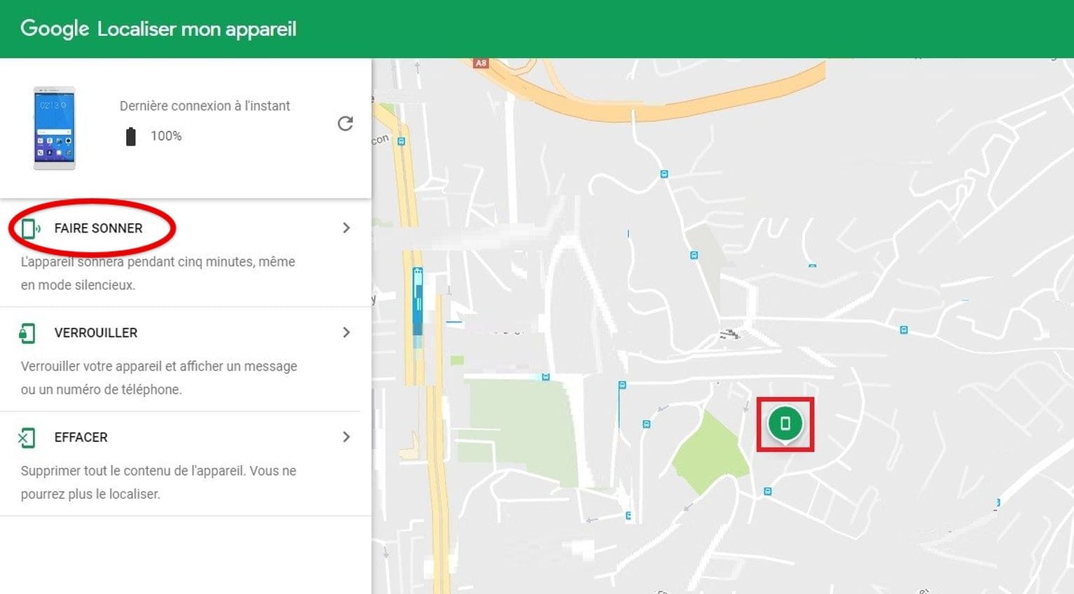 Faire sonner votre téléphone Motorola avec Google Localiser