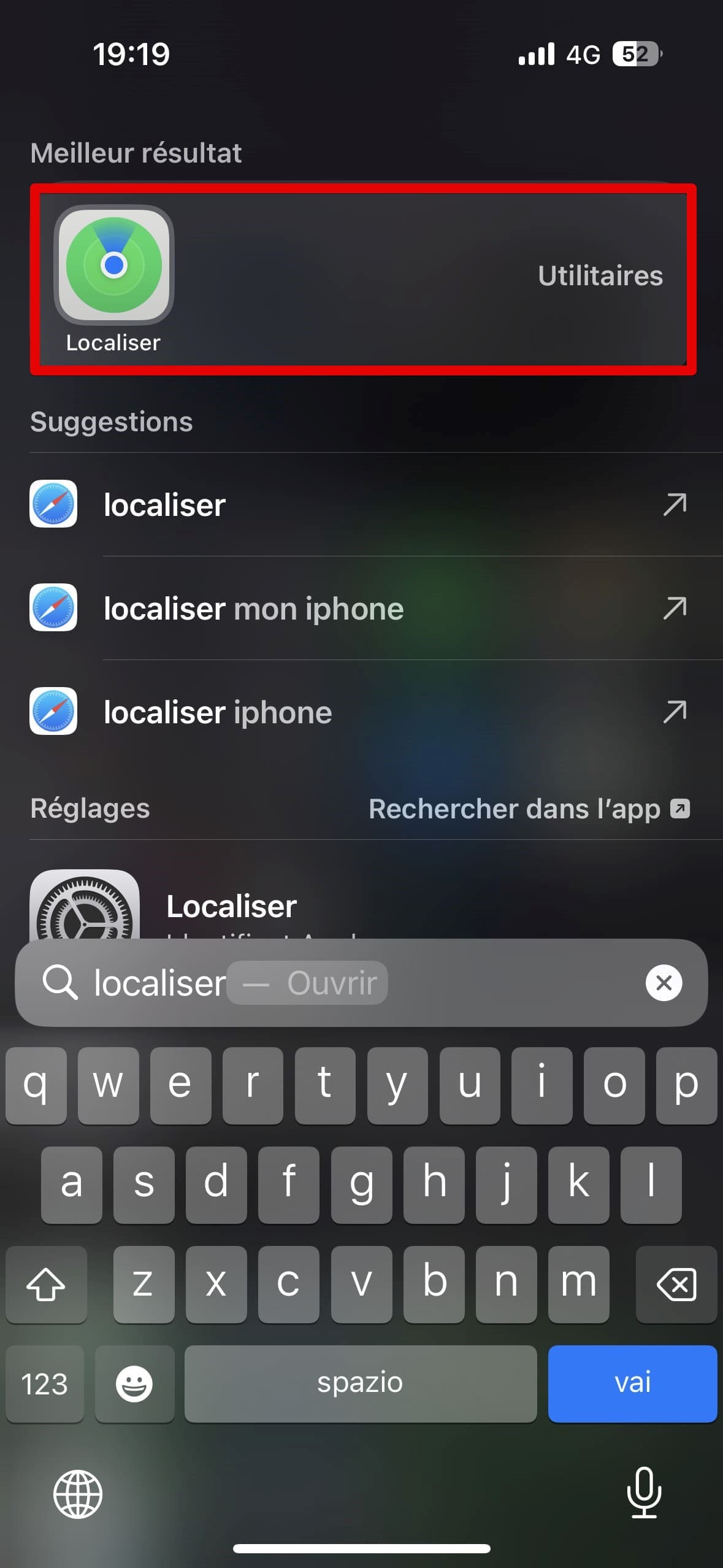Étape 1 : Ouvrez l'application Locator sur votre iPhone