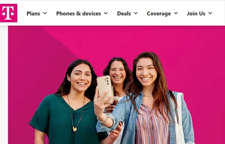 Une image de la page d'accueil du site web de T-Mobile