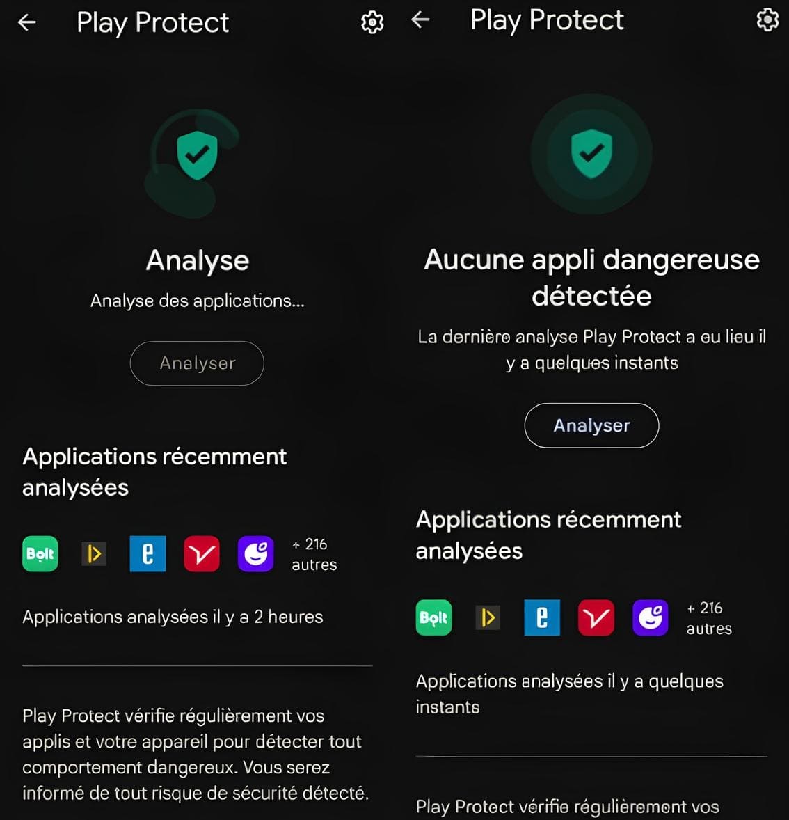 Image de l’analyse de Google Play Protect