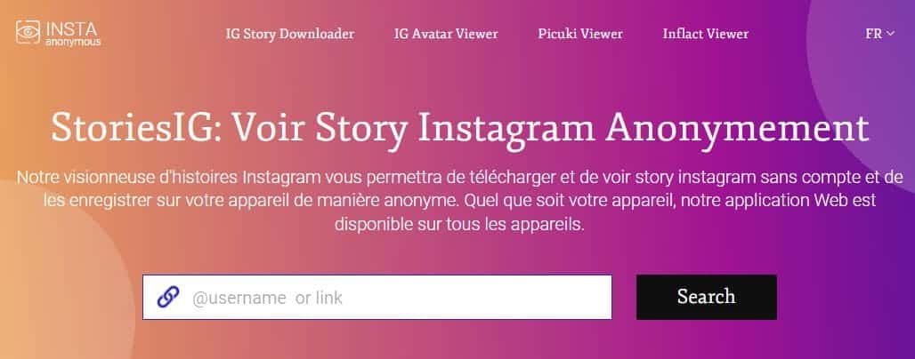 StoriesIG page d'accueil pour la visionneuse d'instagram