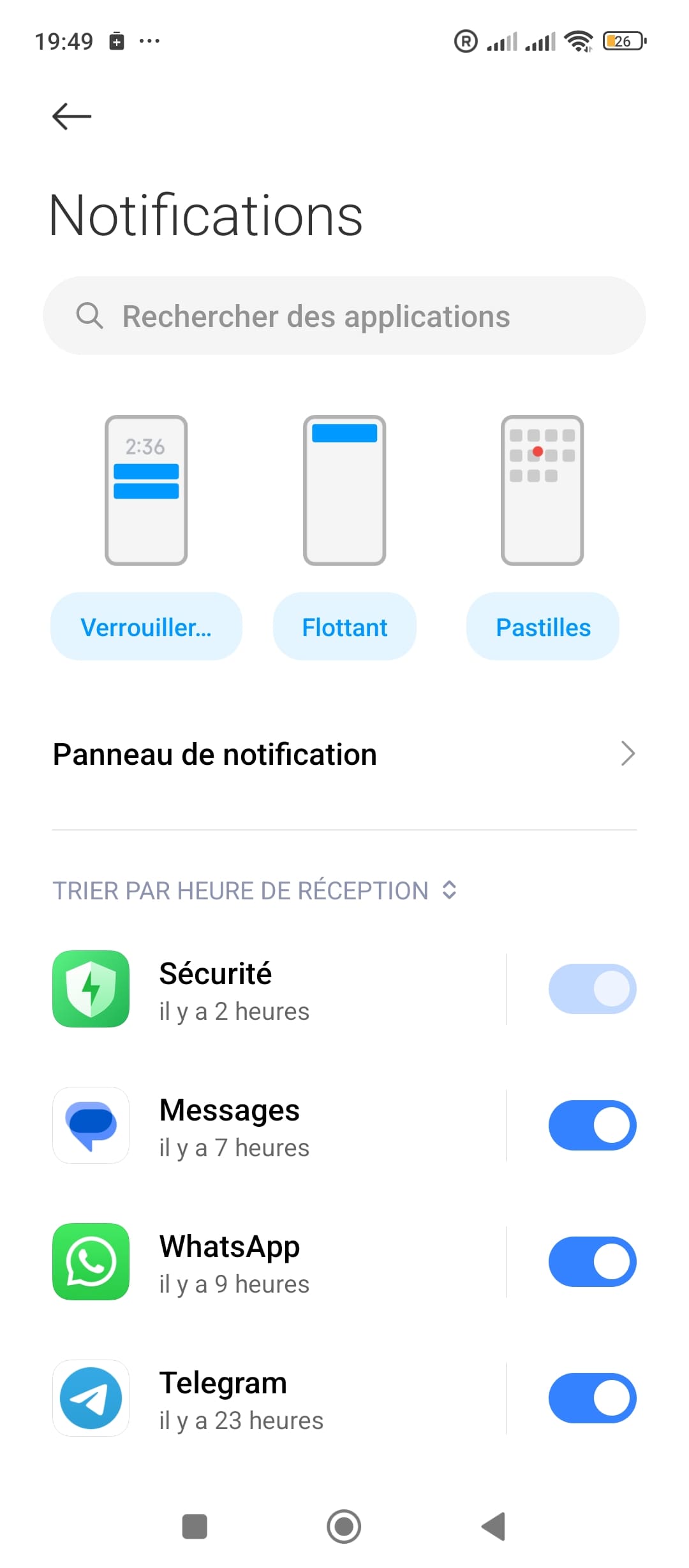 La fonction Gérer les notifications dans la section Bien-être numérique sur un téléphone Xiaomi