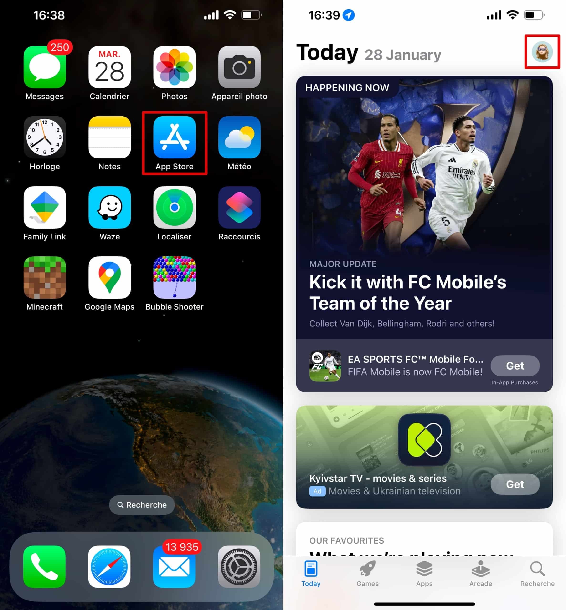 Ouvrez l'application App Store et cliquez sur votre photo de profil
