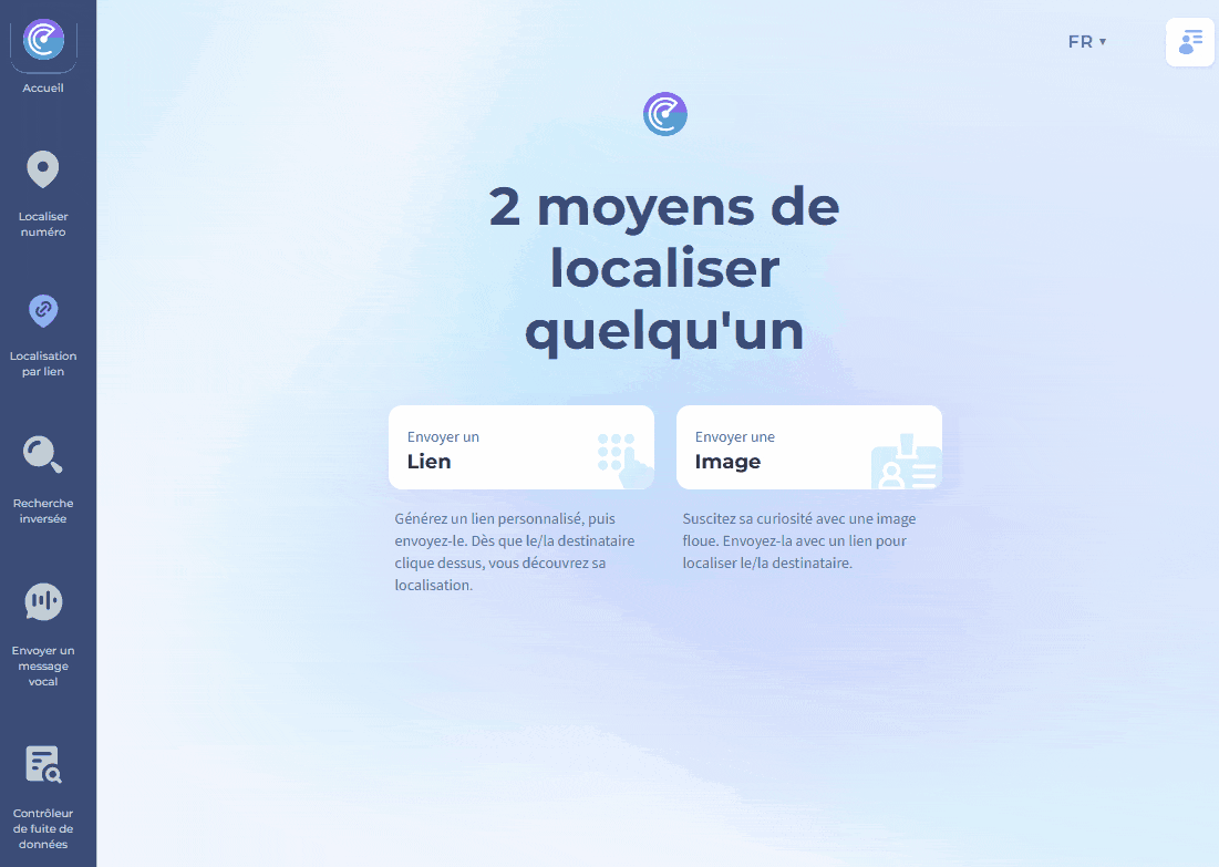 Pour créer un lien sur le site web de Scannero - cliquez sur localisation par lien - entrez un nom pour le lien - cliquez sur générer - copiez et envoyez à la personne cible. Après confirmation, vous verrez le point de localisation sur la carte. Démonstration en format gif.