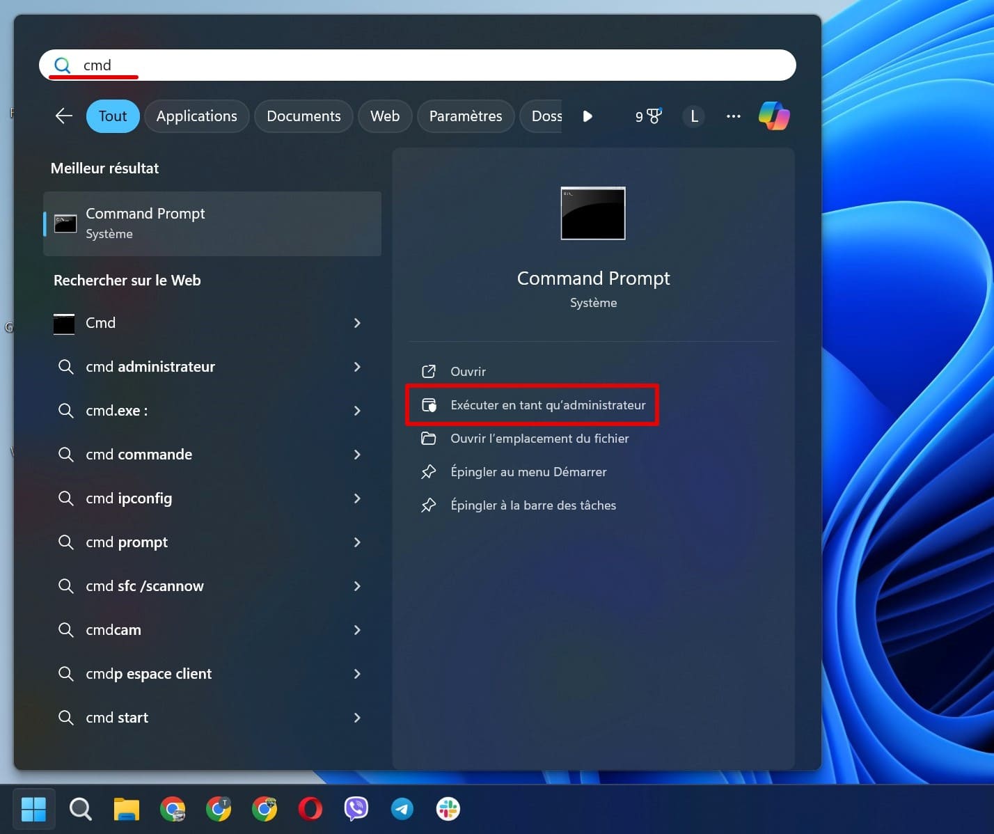 Accès au système de l’invite de commandes sur Windows