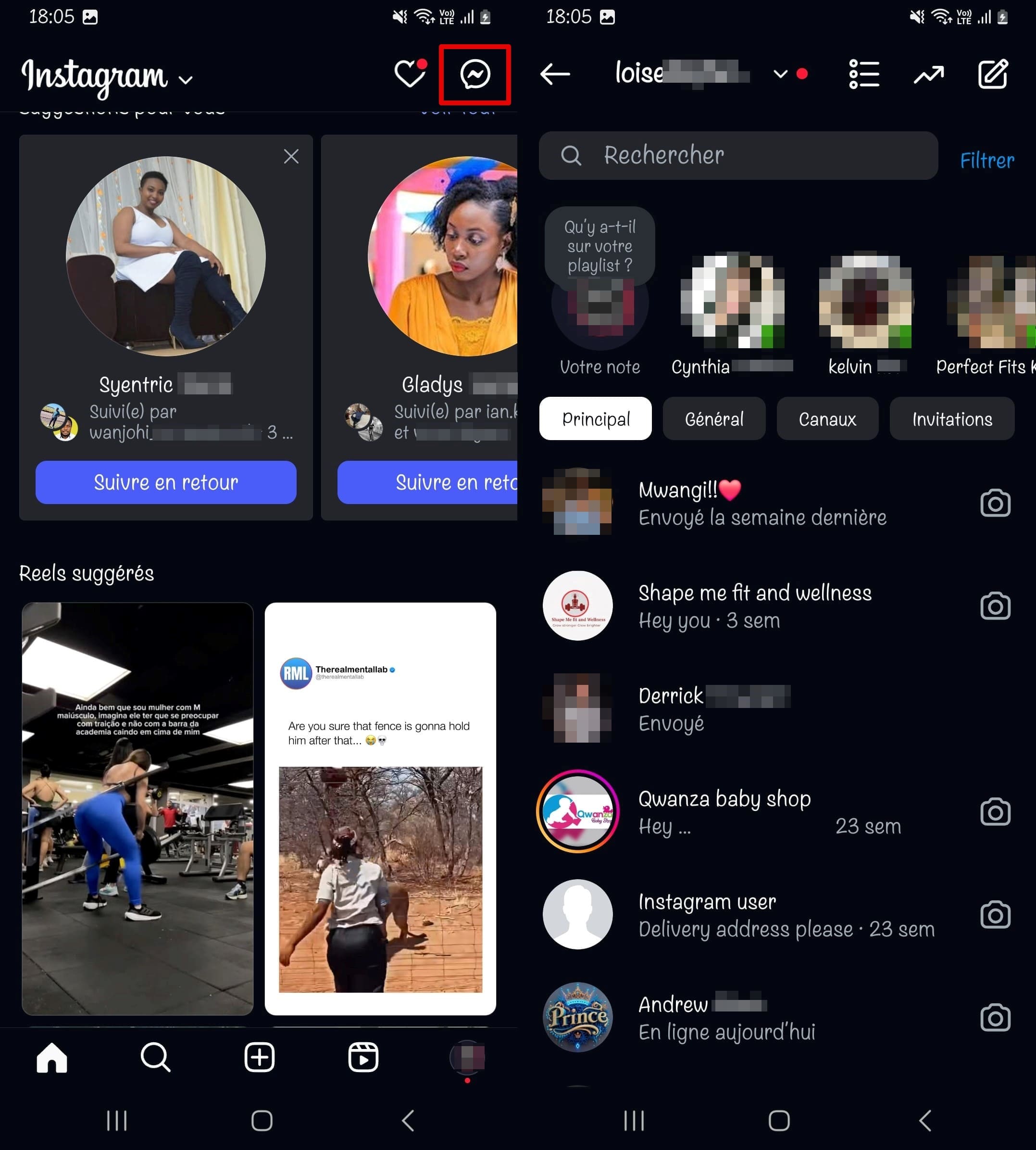 Ouvrez Instagram, cliquez sur l'icône Message et choisissez le DM pour partager l'emplacement.