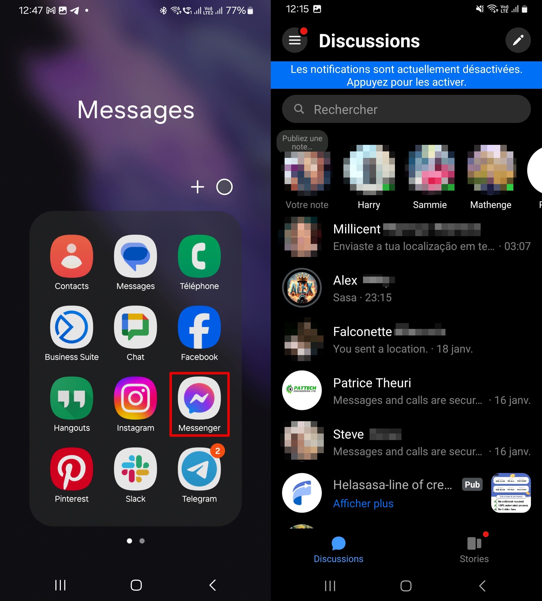 Ouvrez l'application Facebook Messenger et sélectionnez la discussion souhaitée.