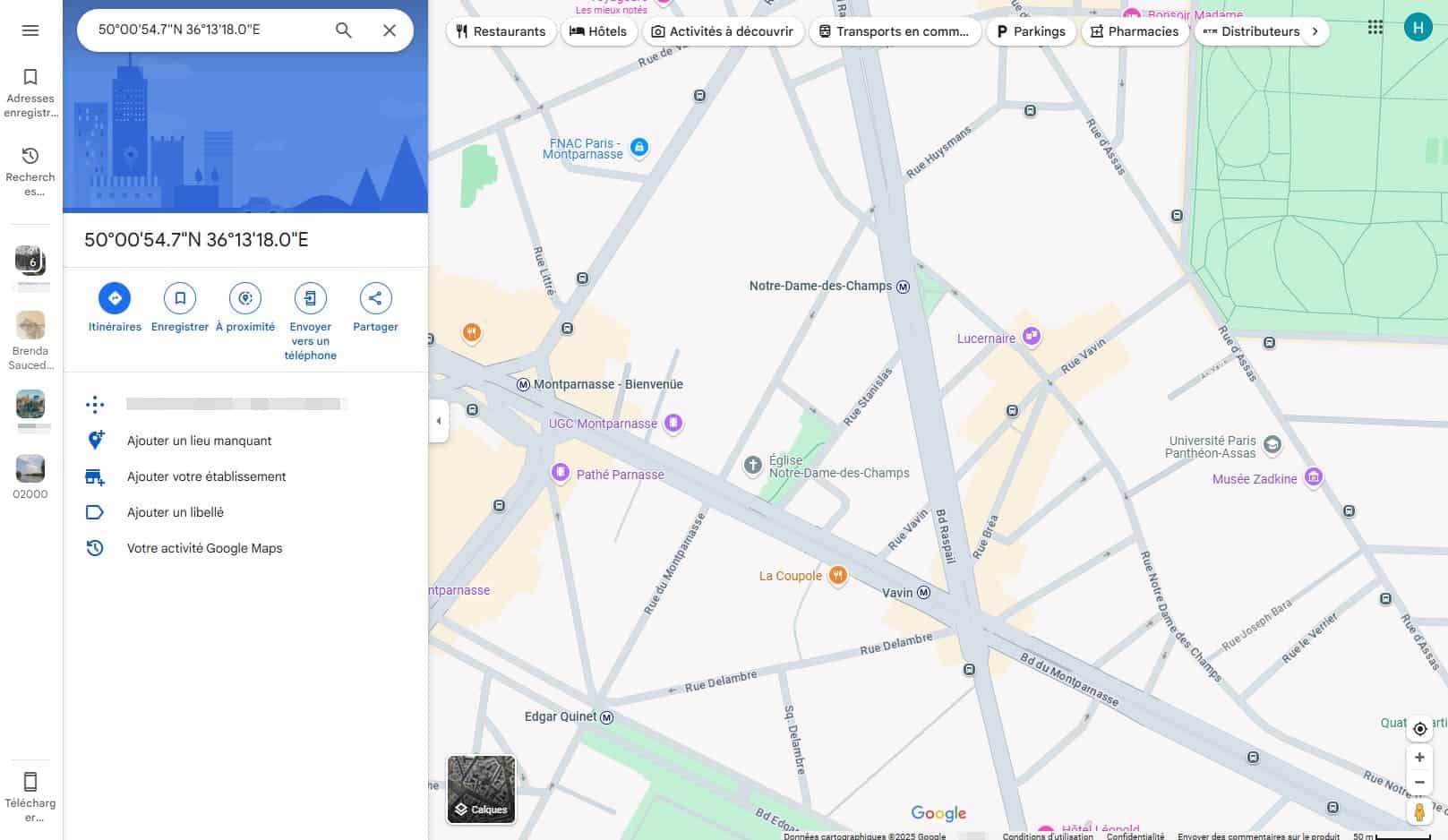 Cliquez sur l’itinéraire pour vous rendre à l’emplacement de votre téléphone.