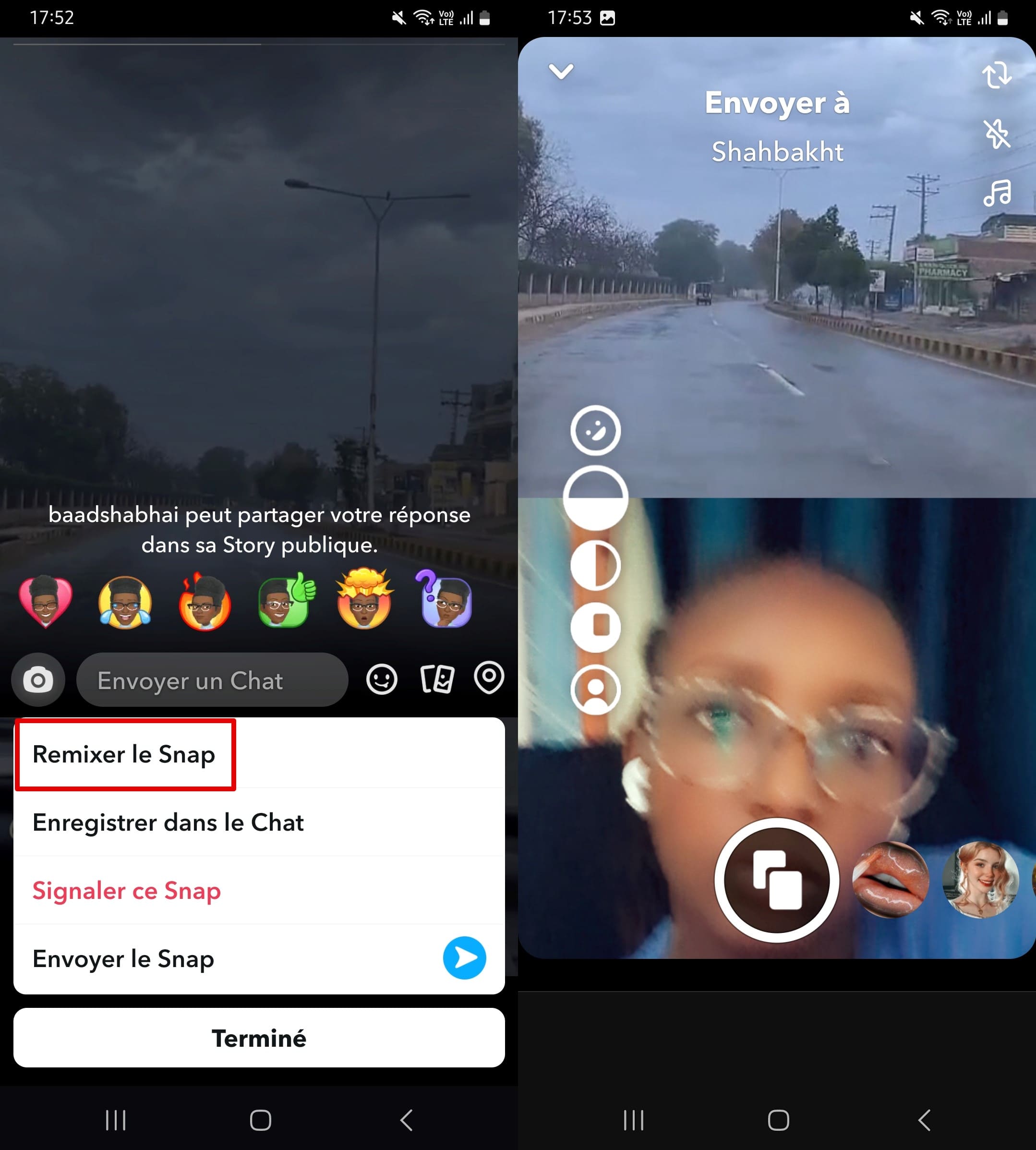Sélectionnez la story souhaitée, cliquez sur Remixer le snap puis prenez une capture d’écran.