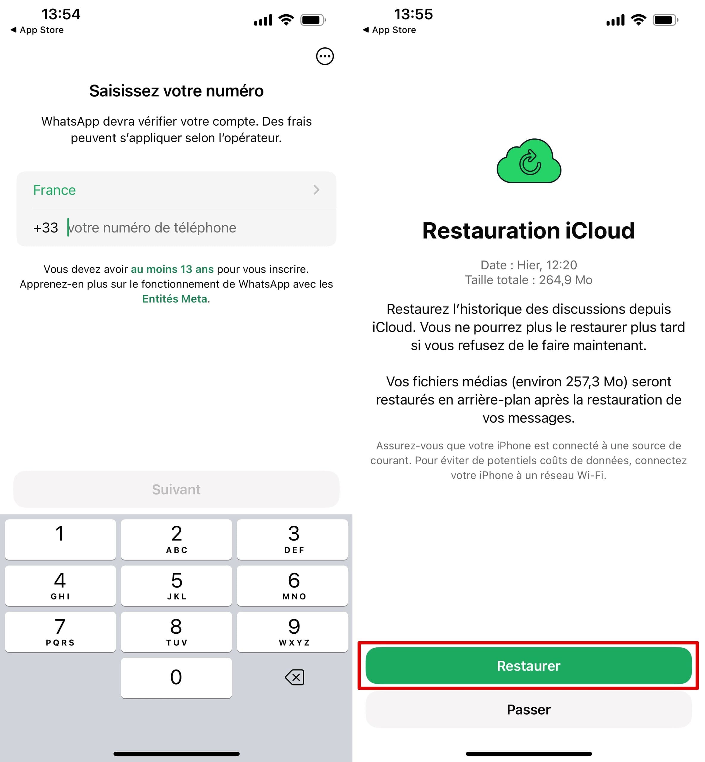 a sauvegarde soit terminée pour voir votre historique de discussion sur WhatsApp.