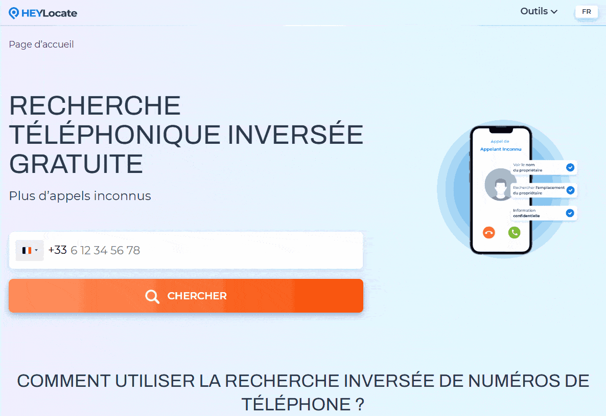 Entrez le numéro de téléphone dans le champ de recherche et voyez les résultats par numéro.