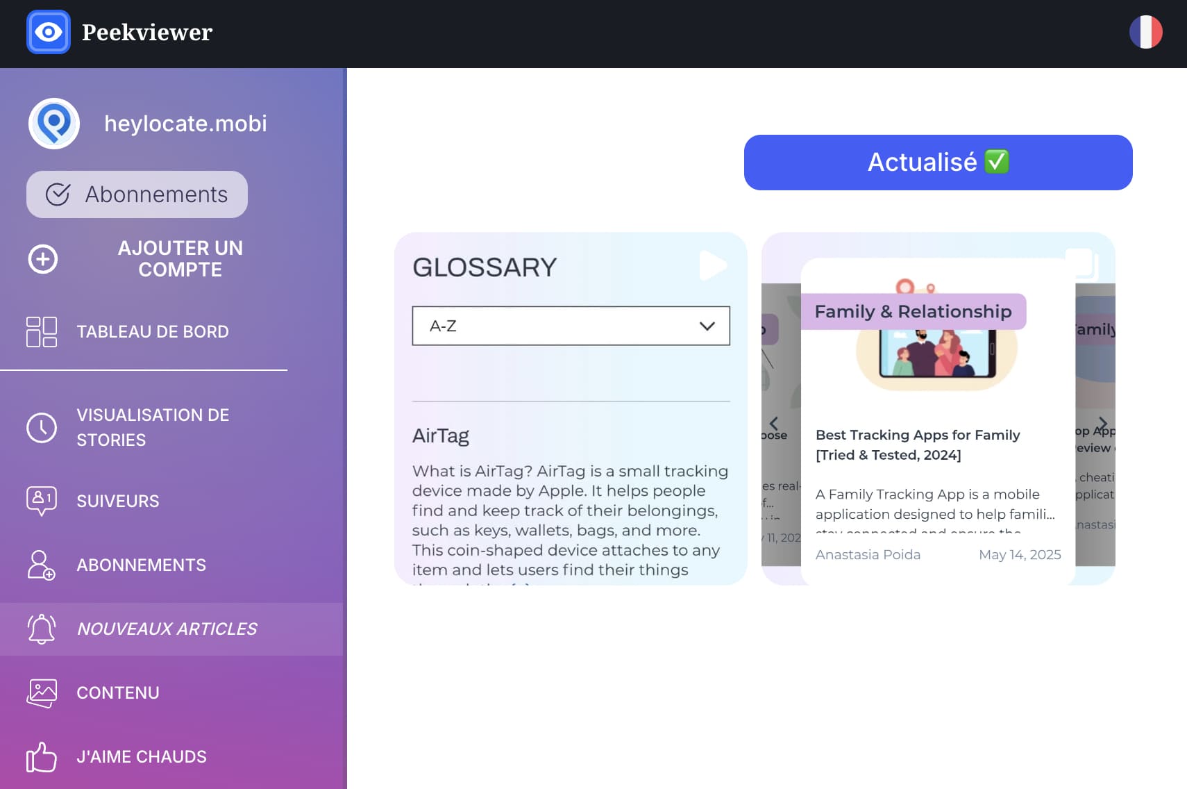 Onglet New Posts et affichage des nouveaux messages dans le panneau Peekviewer.
