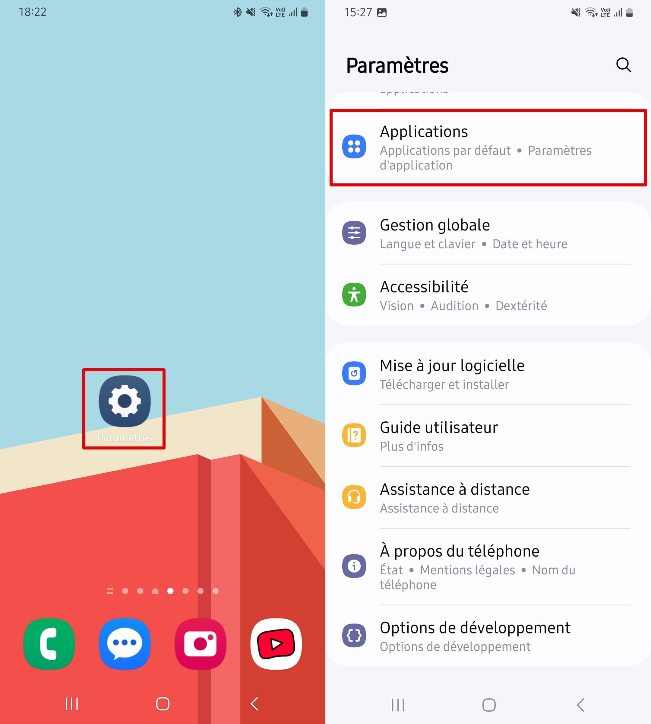 Ouvrez la fonctionnalité des paramètres sur Android.