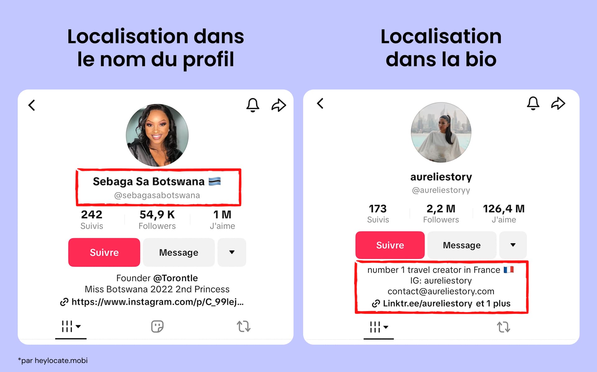 Utiliser une bio TikTok pour connaître la localisation de l'utilisateur.