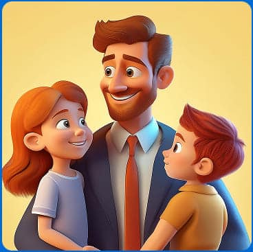 Illustration de M. Martin avec sa fille et son fils.