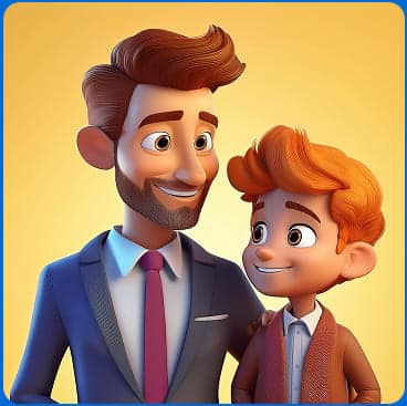 Illustration de M. Martin avec son fils.