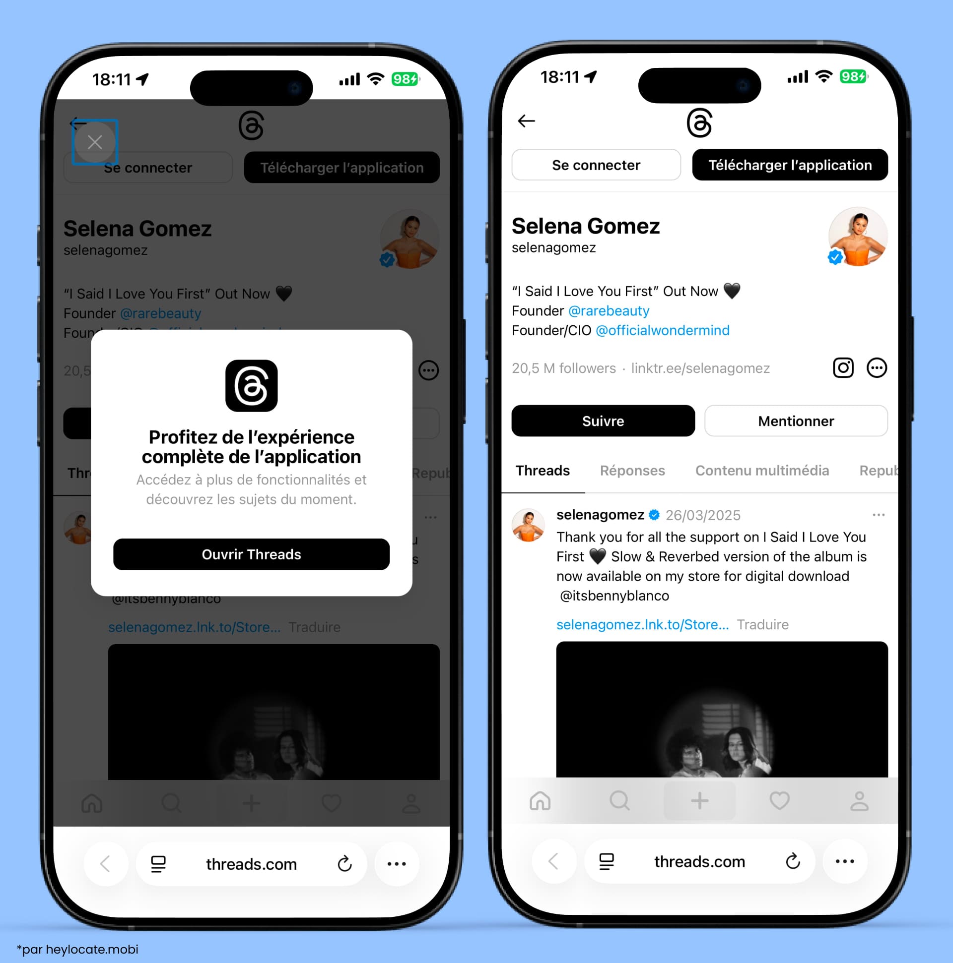 Démonstration montrant que le système redirige vers le site officiel.