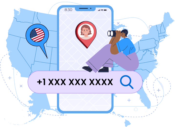 Traqueur gratuit de numéros de téléphone aux États-Unis indiquant la localisation approximative, l’opérateur, le type de numéro et la ville.