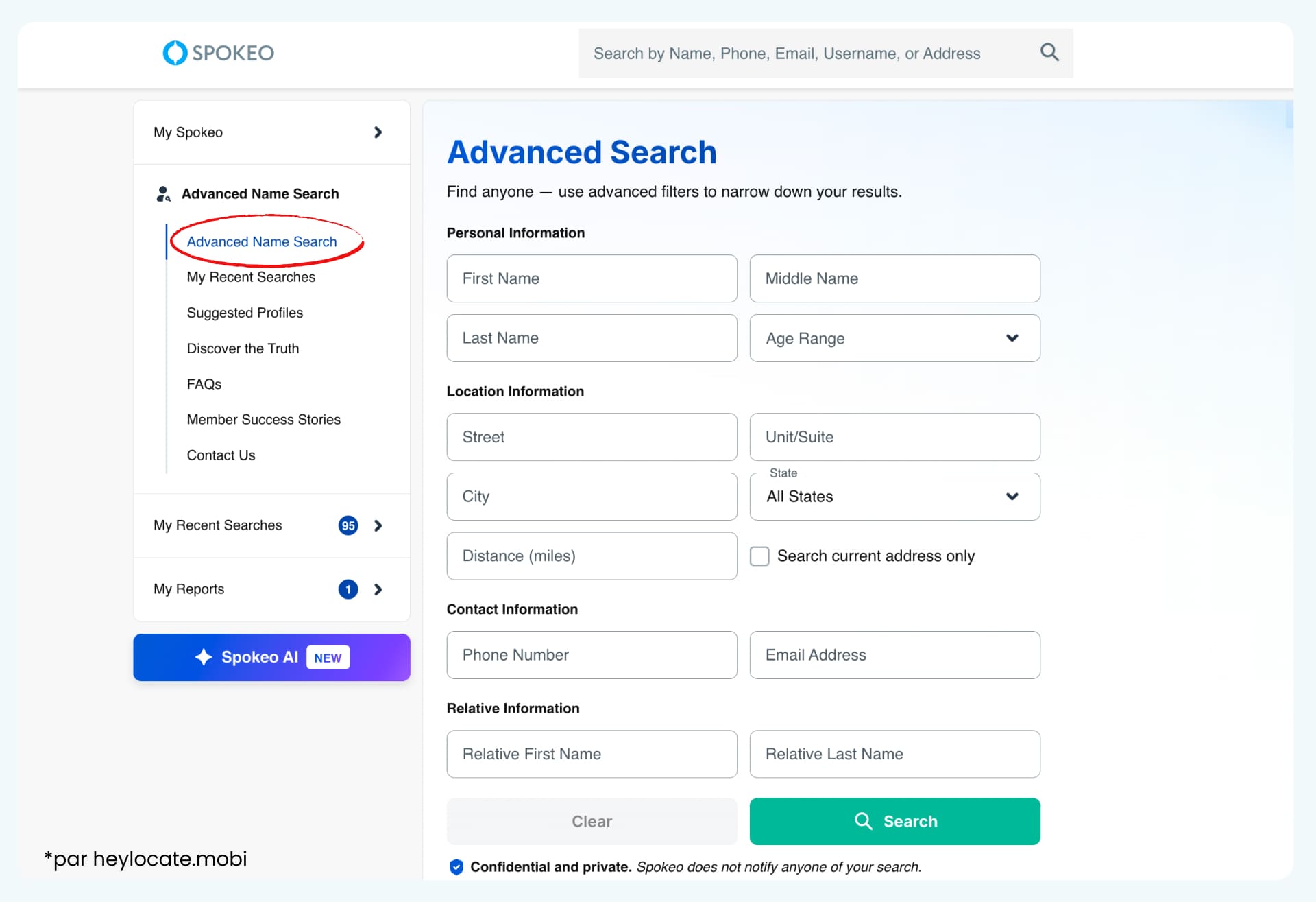 La recherche avancée par nom de Spokeo vous permet de rechercher par nom et de préciser des informations supplémentaires.