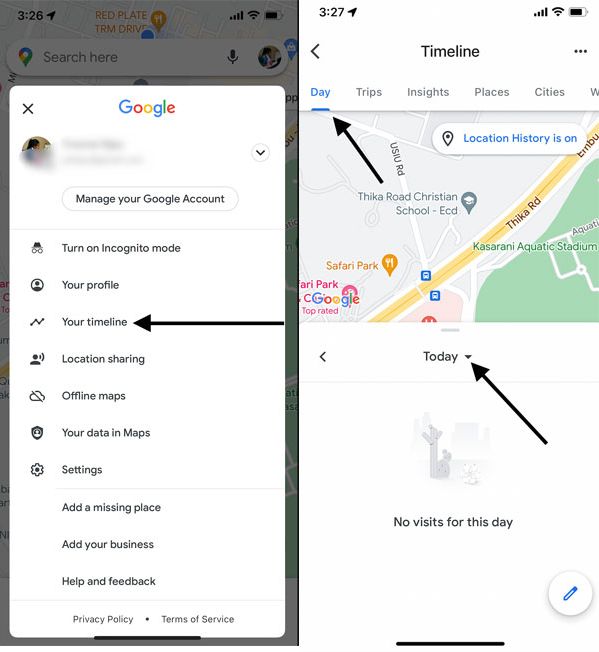schermate mobili di come utilizzare Google Maps per trovare il dispositivo anche senza utilizzare il numero di telefono, passi 3-5