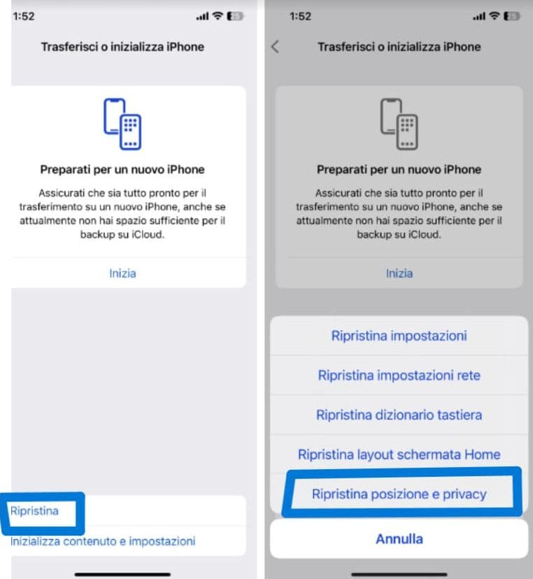 Come ripristinare le impostazioni di posizione e privacy sul vostro iPhone