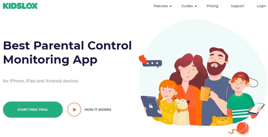 Home page del controllo parentale Kidslox