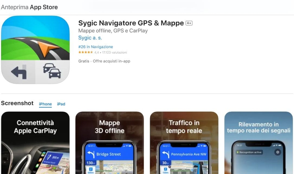 La pagina di Sygic sull’App Store di Apple Italia