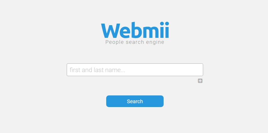 la pagina principale del sito di ricerca persone Webmii