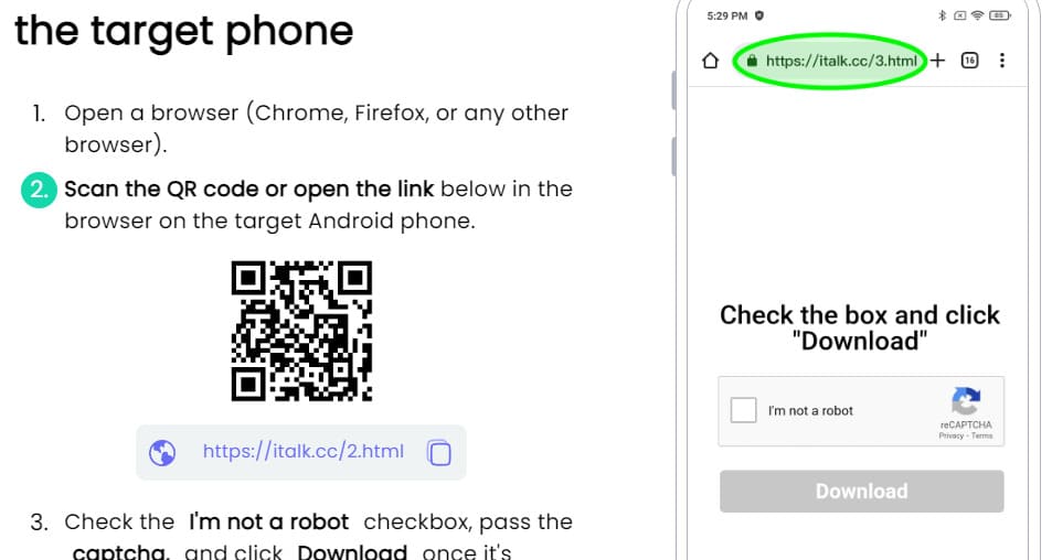 Un'immagine del codice QR di SpyX per scaricare l'app