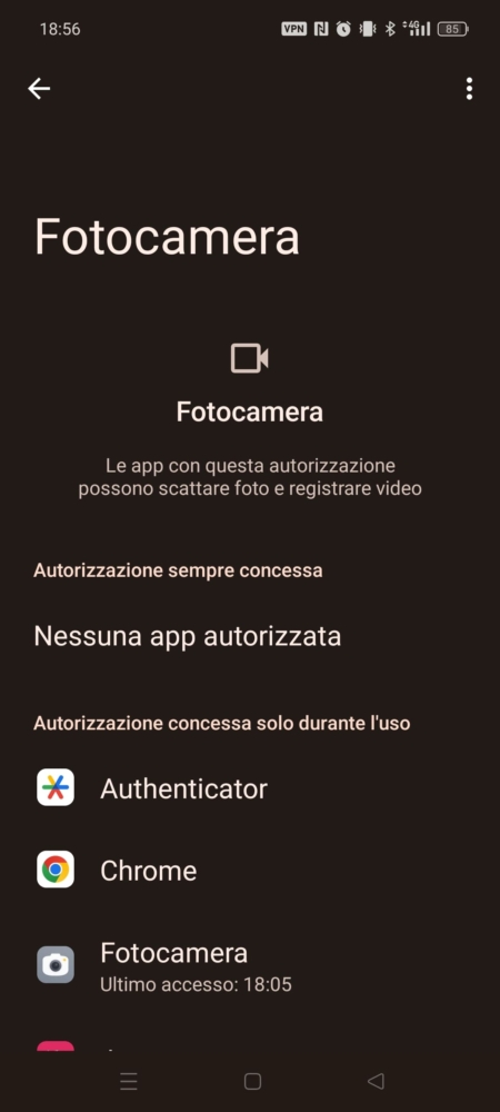 Tutte le app con il permesso di accedere alla fotocamera su Android
