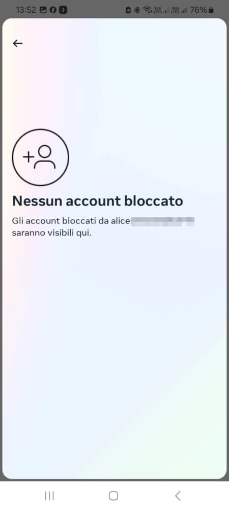 Visualizzazione della sezione dei conti bloccati attraverso il Centro per le famiglie