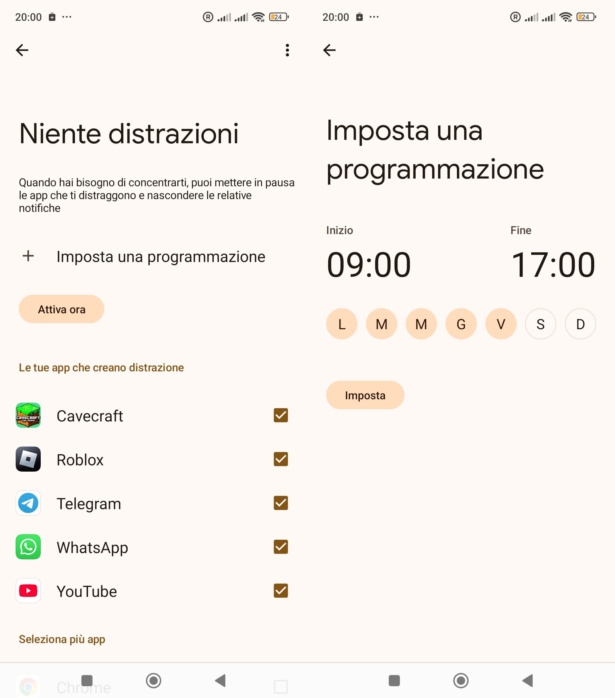 Impostazione di una programmazione per la modalità Niente distrazioni su un telefono Xiaomi tramite il Benessere digitale per il controllo genitori
