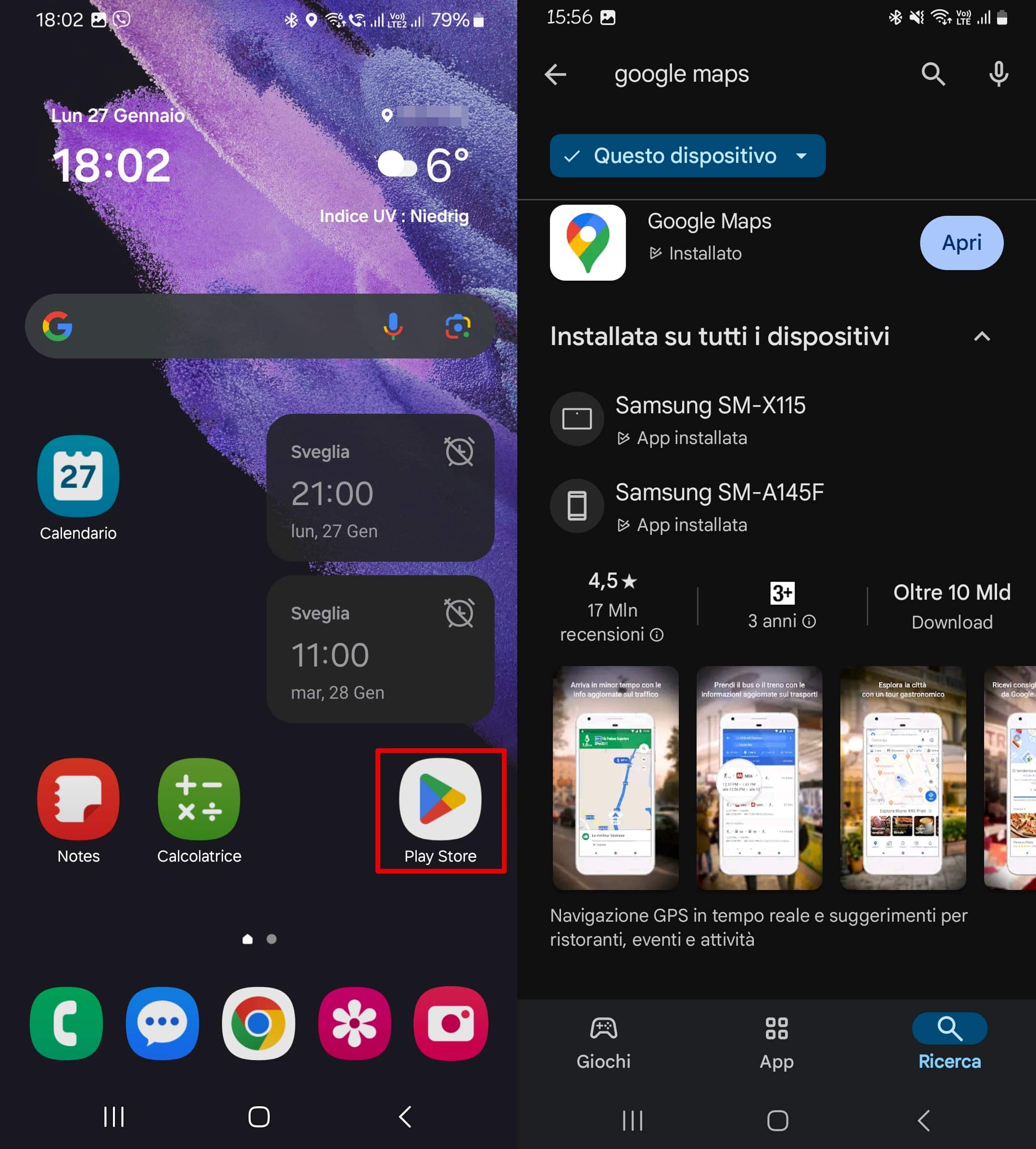 Aprire il Play Store e trovare l'applicazione Google Maps
