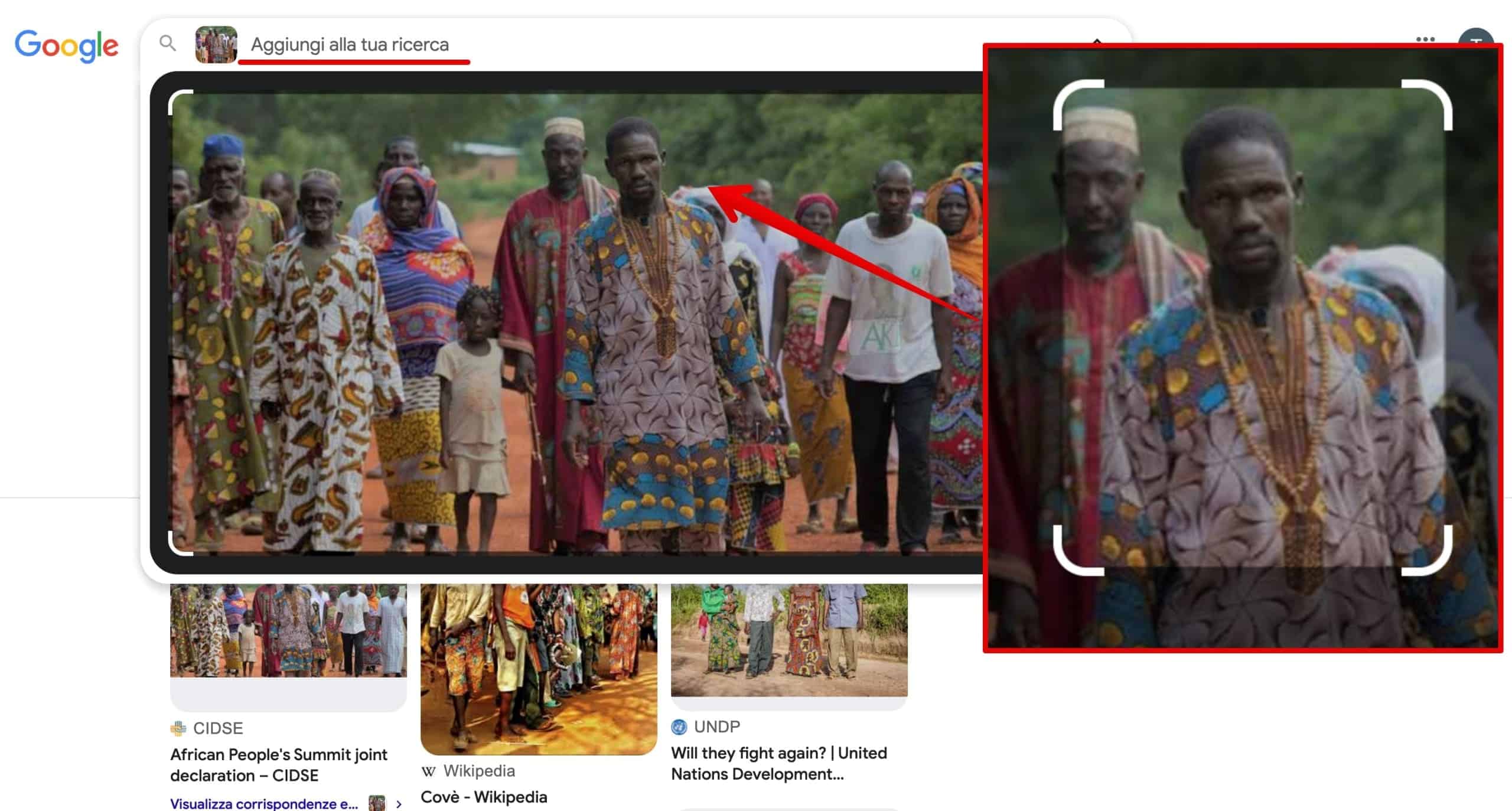 Come cercare una persona con Google Lens.