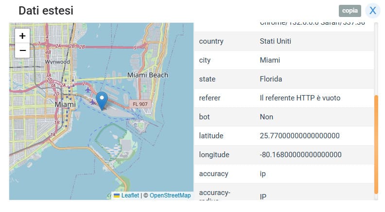 In questa pagina di IPLogger, vedi il risultato: la visualizzazione sulla mappa.