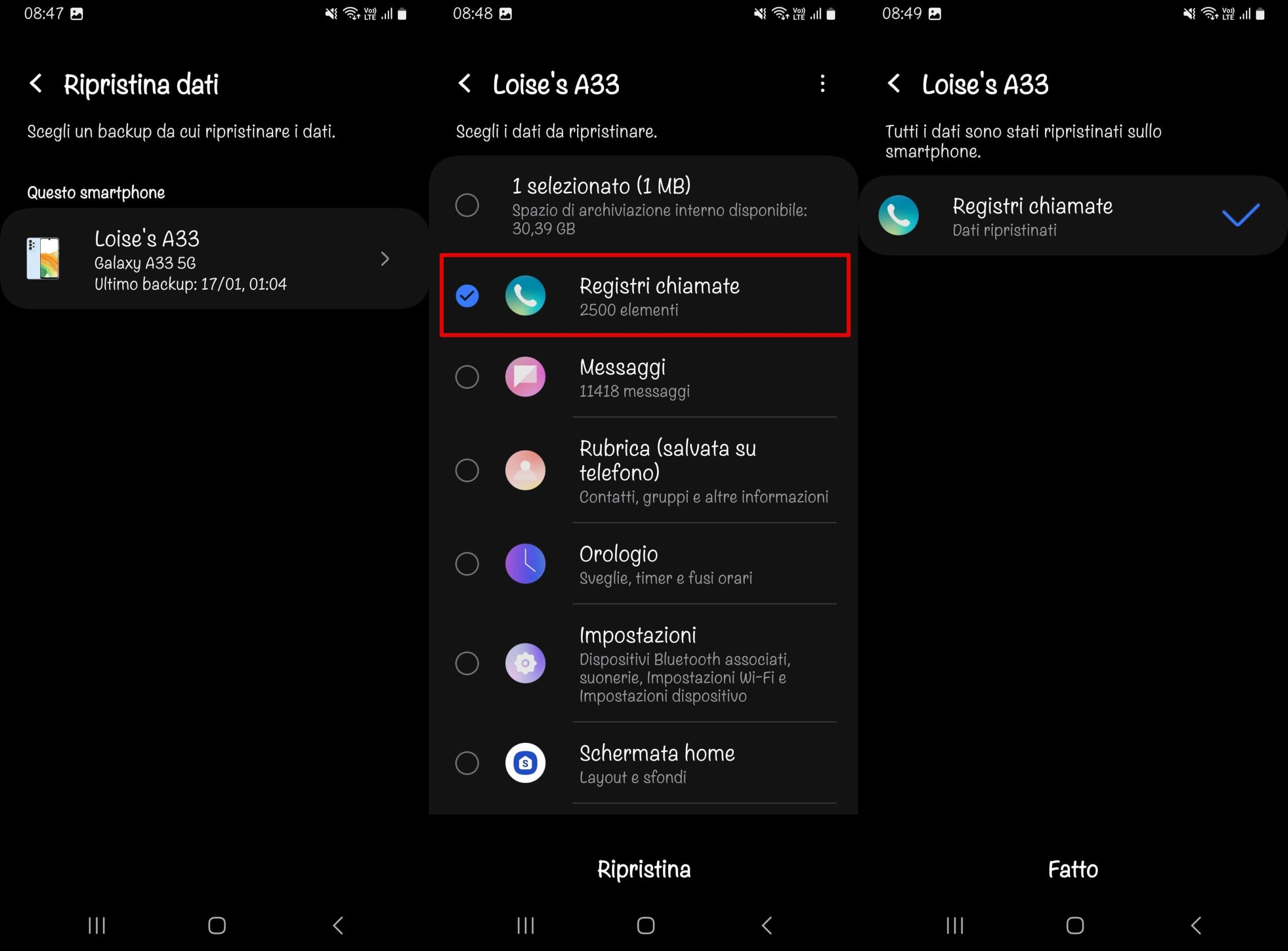 Accesso alla funzione Account e backup su Samsung
