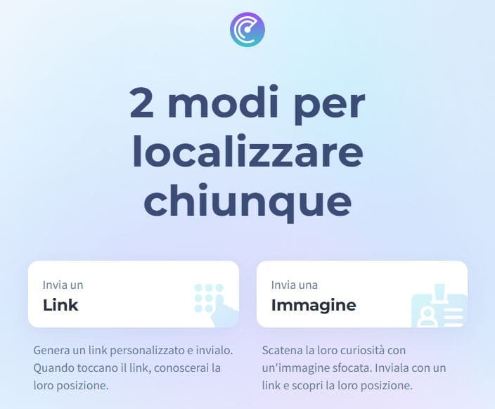 Il sito web di Scannero che mostra i metodi per cercare la posizione tramite link o immagine.