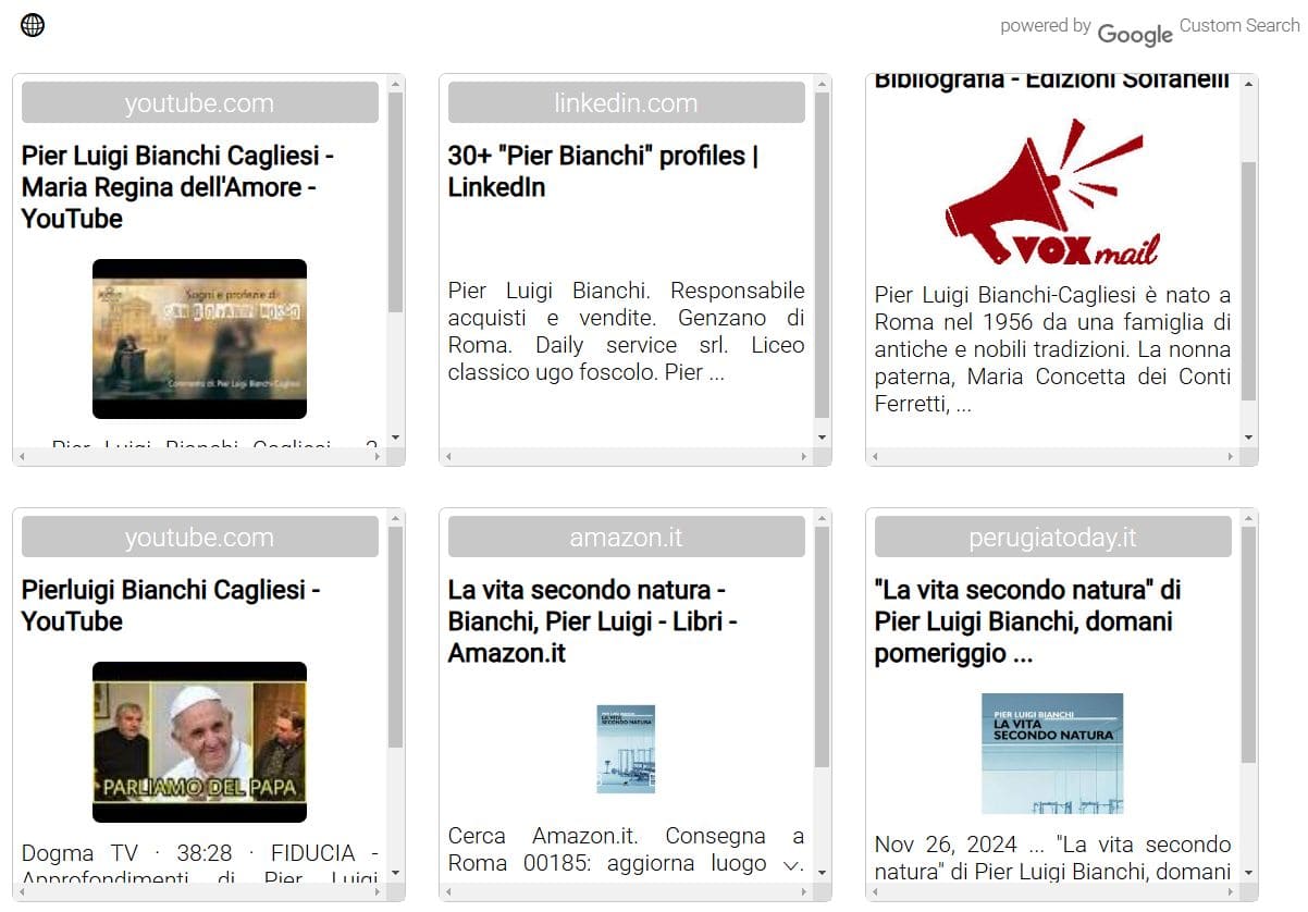 Il motore di ricerca persone Webmii mostra risultati con collegamenti ad altre piattaforme di social media.