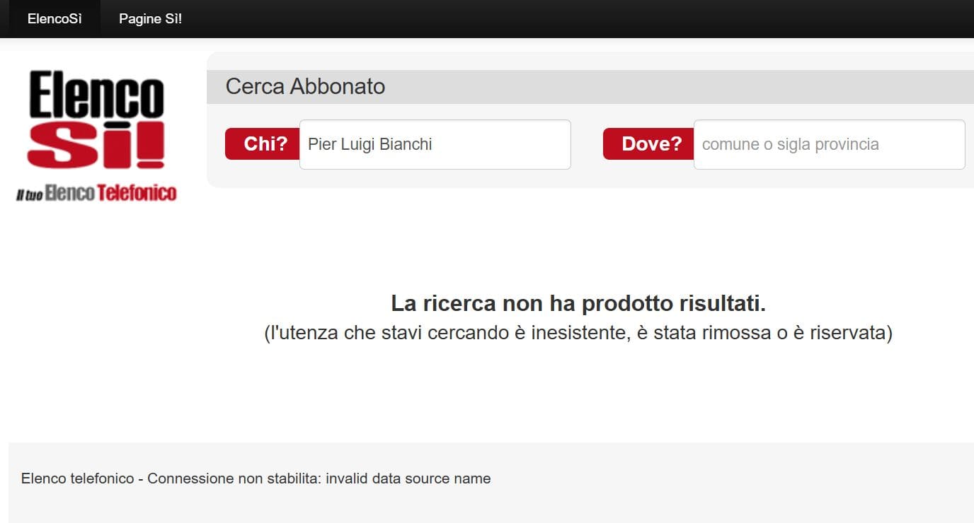 Utilizza il nome o indirizzo per cercare una persona con il servizio Elenco Sì.